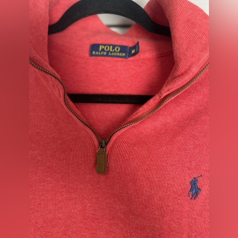 Polo by Ralph Lauren Performance Pullover Men’s Medium Cotton 1/4 Zip Red